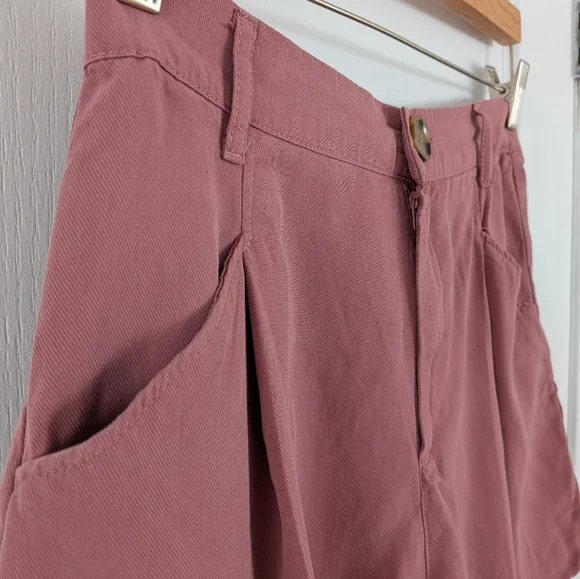 Zara high waisted pleated shorts mauve red medium - Picture 10 of 11